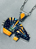 Extreme Intricacy Native American Navajo Turquoise Sterling Silver Bear Necklace-Nativo Arts