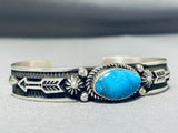 Important Al Jake Native American Navajo Deep Blue Turquoise Sterling Silver Bracelet-Nativo Arts