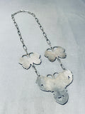 Thick Heavy Silver Vintage Native American Zuni Sterling Silver Inlay Turquoise Necklace-Nativo Arts