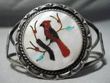Wonderful Vintage Native American Zuni Mother Of Pearl Sterling Silver Bracelet Old-Nativo Arts