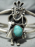 Detailed Vintage Native American Navajo Kachina Dancer Turquoise Sterling Silver Bracelet-Nativo Arts
