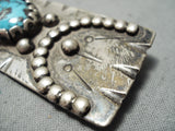Important Vintage Native American Navajo Godber Turquoise Sterling Silver Pin Old-Nativo Arts
