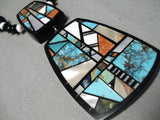 Native American Important Chris Nieto Santo Domingo Sterling Silver Turquoise Inlay Necklace-Nativo Arts