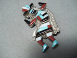 Dynamic Vintage Native American Zuni Turquoise Sterling Silver Rainbow Man Pin/ Pendant Old-Nativo Arts