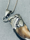 Authentic Vintage Native American Navajo Bear Sterling Silver Necklace-Nativo Arts