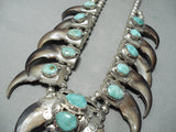 Authentic Bear Vintage Native American Navajo Turquoise Sterling Squash Blossom Necklace-Nativo Arts