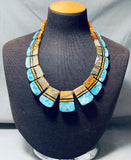 Native American One Of The Most Intricate Santo Domingo Turquoise Sterling Silver Necklace-Nativo Arts