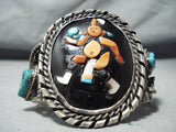 Native American Huge Dancing Mudhead Vintage Zuni Turquoise Sterling Silver Bracelet-Nativo Arts