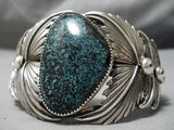 Museum Vivid Spiderweb Turquoise Native American Sterling Silver Bracelet-Nativo Arts