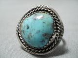 Amazing Vintage Native American Navajo Basalt Turquoise Sterling Silver Ring Old-Nativo Arts