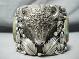Heavy 200 Gram Buffalo Roystn Turquoise Sterling Silver Native American Bracelet-Nativo Arts
