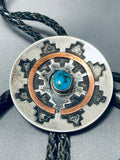 Basket!! Vintage Native American Navajo Turquoise Sterling Silver Wedding Basket Bolo-Nativo Arts