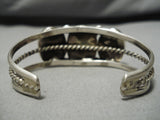 Native American Amazing Vintage Seafoam Turquoise Sterling Silver Bracelet Cuff Old-Nativo Arts