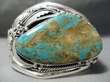 One Of The Best Native American Navajo Royston Turquoise Sterling Silver Leaf Bracelet-Nativo Arts