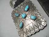 Important Vintage Native American Navajo Goodluck Rare Turquoise Sterling Silver Concho Eblt-Nativo Arts