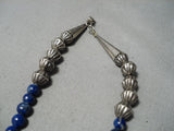 Stunning Vintage Native American Navajo Lapis Sterling Silver Necklace Old-Nativo Arts