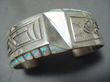 Tremendous Navajo Native American Inlay Synthetic Opal Sterling Silver Bracelet-Nativo Arts