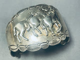 Kentucky Derby Horse Family Vintage Sterling Silver Bracelet Cuff-Nativo Arts