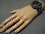 Superior Bisbee Turquoise Vintage Native American Navajo Sterling Silver Bracelet Old-Nativo Arts