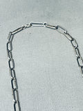 Thick Heavy Silver Vintage Native American Zuni Sterling Silver Inlay Turquoise Necklace-Nativo Arts
