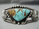 Opulent Vintage Native American Navajo Huge Button Sterling Silver Turquoise Bracelet Old-Nativo Arts