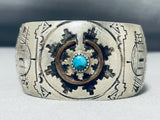 Rare Vintage Native American Hopi Signed Kingman Turquoise Sterling Silver Storyteller Bracelet-Nativo Arts