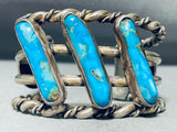 Heavy Coiled Coin Vintage Native American Navajo Turquoise Sterling Silver Bracelet Old-Nativo Arts
