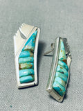 Important Charles Loloma Apprentice Vintage Native American Navajo Turquoise Sterling Earrings-Nativo Arts