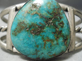 Opulent Vintage Native American Navajo Aqua Blue Turquoise Sterling Silver Bracelet Old-Nativo Arts