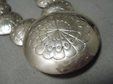 One Of The Best Hand Tooled Flat Bead Sterling Silver Native American Navajo Vintage Necklace-Nativo Arts