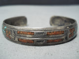 Marvelous Vintage Navajo Turquoise Sterling Silver Bracelet Native American Old-Nativo Arts