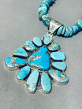 Majestic Native American Navajo Turquoise Sterling Silver Gigantic Necklace-Nativo Arts