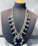 Women's Vintage Native American Navajo Royston Turquoise Sterling Silver Squash Blossom Necklace-Nativo Arts