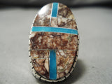 Native American Magnificent Huge Oval Turquoise Wildhorse Sterling Silver Ring-Nativo Arts