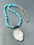 Jeff James Native American Navajo Old Kingman Turquoise Sterling Silver Necklace-Nativo Arts
