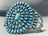 Signed Vintage Native American Navajo Turquoise Sun Sterling Silver Bracelet-Nativo Arts
