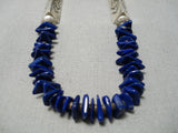 Superior Vintage Native American Navajo Sterling Silver Tubule Lapis Necklace Old-Nativo Arts
