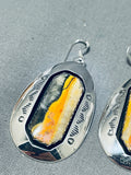 Astonishing Native American Navajo Honeybee Jasper Sterling Silver Dangle Earrings-Nativo Arts
