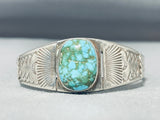Mesmerizing Vintage Native American Navajo Carico Lake Turquoise Sterling Silver Cuff-Nativo Arts