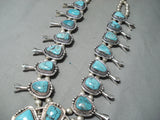 300+ Gram Heavy Vintage Native American Navajo Turquoise Sterling Silver Squash Blossom Necklace-Nativo Arts