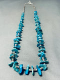 Rare Longer Excellent Vintage Native American Navajo Kingman Turquoise Necklace-Nativo Arts