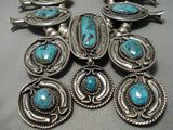 One Of The Best Vintage Native American Navajo Turquoise Sterling Silver Squash Blossom Necklace-Nativo Arts