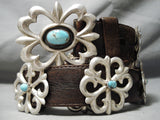 Heavy Vintage Native American Navajo #8 Turquoise Sterling Silver Concho Belt Old-Nativo Arts