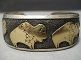 Authentic Vintage Native American Navajo Thomas Singer Gold Sterling Silver Bracelet Old-Nativo Arts