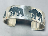 Important Saufkie Family Vintage Native American Hopi Sterling Silver Bear Bracelet-Nativo Arts