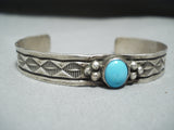 Beautiful Vintage Native American Navajo Sleeping Beauty Turquoise Sterling Silver Bracelet-Nativo Arts