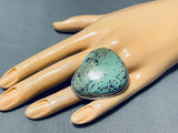 Gigantic Vintage Native American Navajo Turquoise Sterling Silver Ring-Nativo Arts