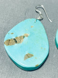 Native American Elaborate Santo Domingo Turquoise Large Slab Sterling Silver Earrings-Nativo Arts