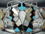 Exquisite Zuni Turquoise Sterling Silver Butterfly Bracelet Native American-Nativo Arts