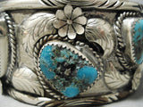Rare Turquoise!! Vintage Native American Navajo Persin Sterling Silver Bracelet Old-Nativo Arts